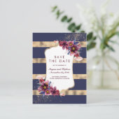 ネイビーブルゴーニュと金ゴールドフローラ保存日 案内ポストカード (スタンド正面)