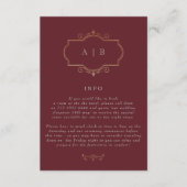 ネイビーブルゴーニュクラシック伝統的金ゴールドモノグラム エンクロージャーカード (正面)