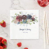 ネイビーブルゴーニュバラ金ゴールドグリーン結婚リー スタンダードランチョンナプキン (インサイチュ)