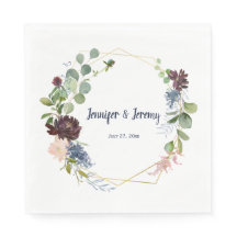 ネイビーブルゴーニュバラ金ゴールド幾何学的リース結婚ズ