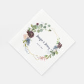 ネイビーブルゴーニュバラ金ゴールド幾何学的リース結婚ズ スタンダードランチョンナプキン (角)