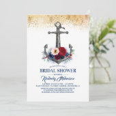 ネイビーブルゴーニュフローラいかり航海のブライダルシャワー 招待状 (スタンド正面)