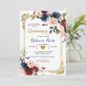 ネイビーブルゴーニュフローラバタフライキンセアニラ 招待状 (スタンド正面)