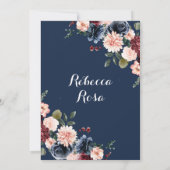 ネイビーブルゴーニュフローラバタフライキンセアニラ 招待状 (裏面)