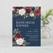 ネイビーブルゴーニュフローラリハーサルディナー招待状 招待状 (スタンド正面)