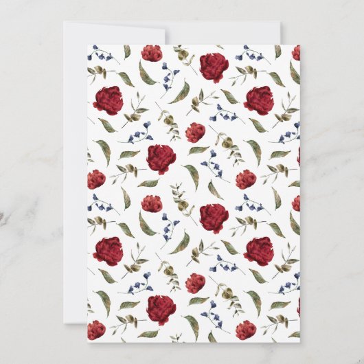 ネイビーブルゴーニュフローラ庭園の結婚式 招待状 (裏面)