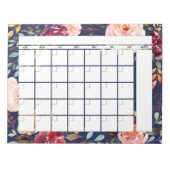 ネイビーブルゴーニュフローラ月次プランナーカレンダー ノートパッド (正面)