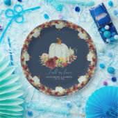 ネイビーブルゴーニュフローラ秋インラブパンプキンズ結婚 ペーパープレート (パーティー)