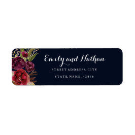 ネイビーブルゴーニュフローラ秋差出人住所ラベル ラベル