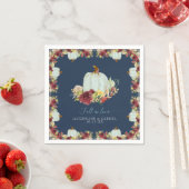 ネイビーブルゴーニュフローラ素朴秋インラブカボチャ スタンダードカクテルナプキン (インサイチュ)