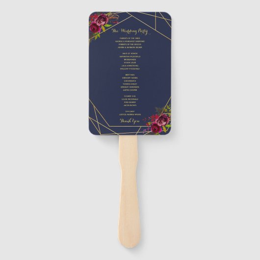 ネイビーブルゴーニュフローラ結婚式 プログラムファン ハンドファン (裏面)