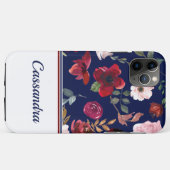 ネイビーブルゴーニュフローラ Case-Mate iPhoneケース (裏面(横))
