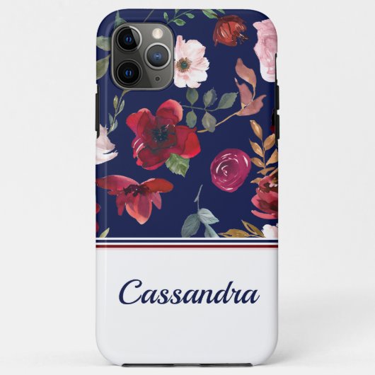 ネイビーブルゴーニュフローラ Case-Mate iPhoneケース (裏面)