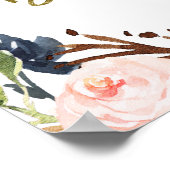 ネイビーブルゴーニュブライダルシャワーフォトブースフレーム ポスター (角)