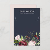 ネイビーブルゴーニュプロテアフローラネックレスディスプレイカード サンキューカード (正面/裏面)