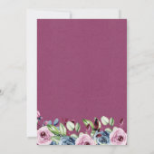 ネイビーブルゴーニュモダンーフローラカップル赤ちゃんシャワー 招待状 (裏面)