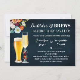 ネイビーブルゴーニューブラブルズウェディングシャワー 招待状