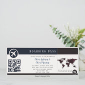 ネイビーブルゴーニュ地図ボーディングパス結婚式招待状 招待状 (スタンド正面)