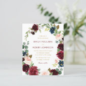 ネイビーブルゴーニュ水彩フローラリース結婚ズ (スタンド正面)