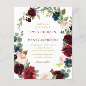 ネイビーブルゴーニュ水彩フローラリース結婚ズ (正面)