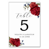 ネイビーブルゴーニュ牡丹結婚花のテーブル番号 テーブルナンバー (正面)