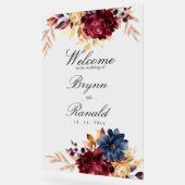 ネイビーブルゴーニュ秋の水彩フローラ アクリルサイン (傾斜)