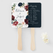 ネイビーブルゴーニュ秋フローラ結婚リース ハンドファン (正面&裏面)