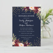 ネイビーブルゴーニュ紙吹雪フローラリハーサルディナー 招待状 (スタンド正面)