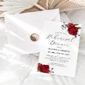 ネイビーブルゴーニュ結婚フローラのリハーサルディナー 招待状