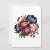 ネイビーブルゴーニュ赤面ピンクピーニーウェディングシャワー 招待状 (裏面)