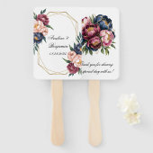 ネイビーブルゴーニュ赤面ピンクペオニ結婚ズ ハンドファン (正面&裏面)