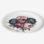 ネイビーブルゴーニュ赤面ピンクペオニ結婚ズ ペーパープレート (アングル)