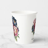 ネイビーブルゴーニュ赤面ピンクペオニ結婚ズ 紙コップ (右)