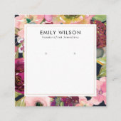 ネイビーブルゴーニュ赤面フローラスタッドイヤリングディスプレイ スクエア名刺 (正面)