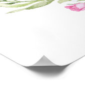 ネイビーブルゴーニュ赤面フローラ結婚のウェルカムサイン ポスター (角)