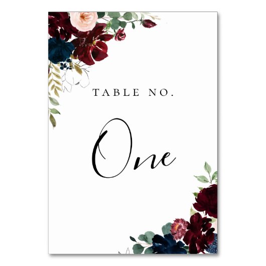 ネイビーブルゴーニュ赤面秋フローラ テーブルナンバー (正面)