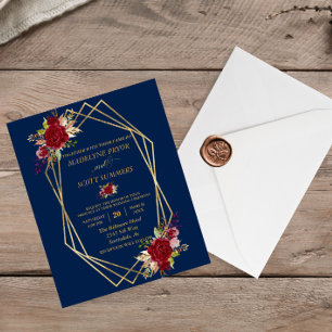 ネイビーブルゴーニュ赤面金ゴールドフレーム結婚金ゴールド予算 チラシ