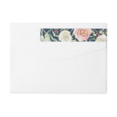 ネイビーブルッシュアイボリーローズ フローラル リーフ ウォーターカラー ラップアラウンドラベル (裏面)