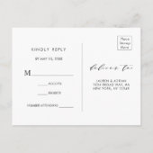 ネイビーブルッシュフラワーリース結婚式出欠ハガキ インビテーションポストカード (裏面)