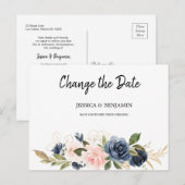 ネイビーブルッシュブラッサム フラワーチェンジザデート ポストカード (正面/裏面)