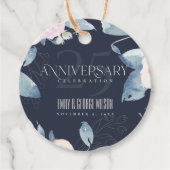 ネイビーブルッシュブルー花柄25周年記念イヤー フェイバータグ (正面)