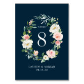 ネイビーブルッシュ フローラルリース ウェディング テーブルナンバー (裏面)