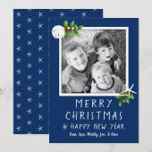 ネイビーブルトロピカルクリスマスフォトカード シーズンカード (正面/裏面)