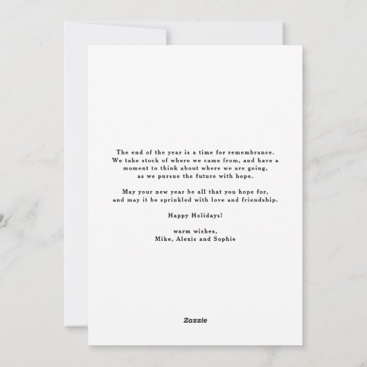 ネイビーブルメリークリスマスと新年おめでとう シーズンカード (裏面)