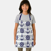 ネイビーブルーいかりとボートホイール航海の エプロン (インサイチュ)