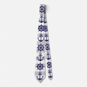 ネイビーブルーいかりとボートホイール航海の ネクタイ (正面)