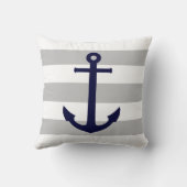 ネイビーブルーいかりオングレーと白ストライプ色 クッション (裏面)