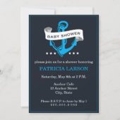 ネイビーブルーいかりベビーシャワー招待状 招待状 (正面)