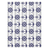 ネイビーブルーいかりボートホイールグレストライプのー テーブルクロス (正面)