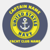ネイビーブルーいかり航海のキャプテンセーリングサマー ラウンドシール (正面)